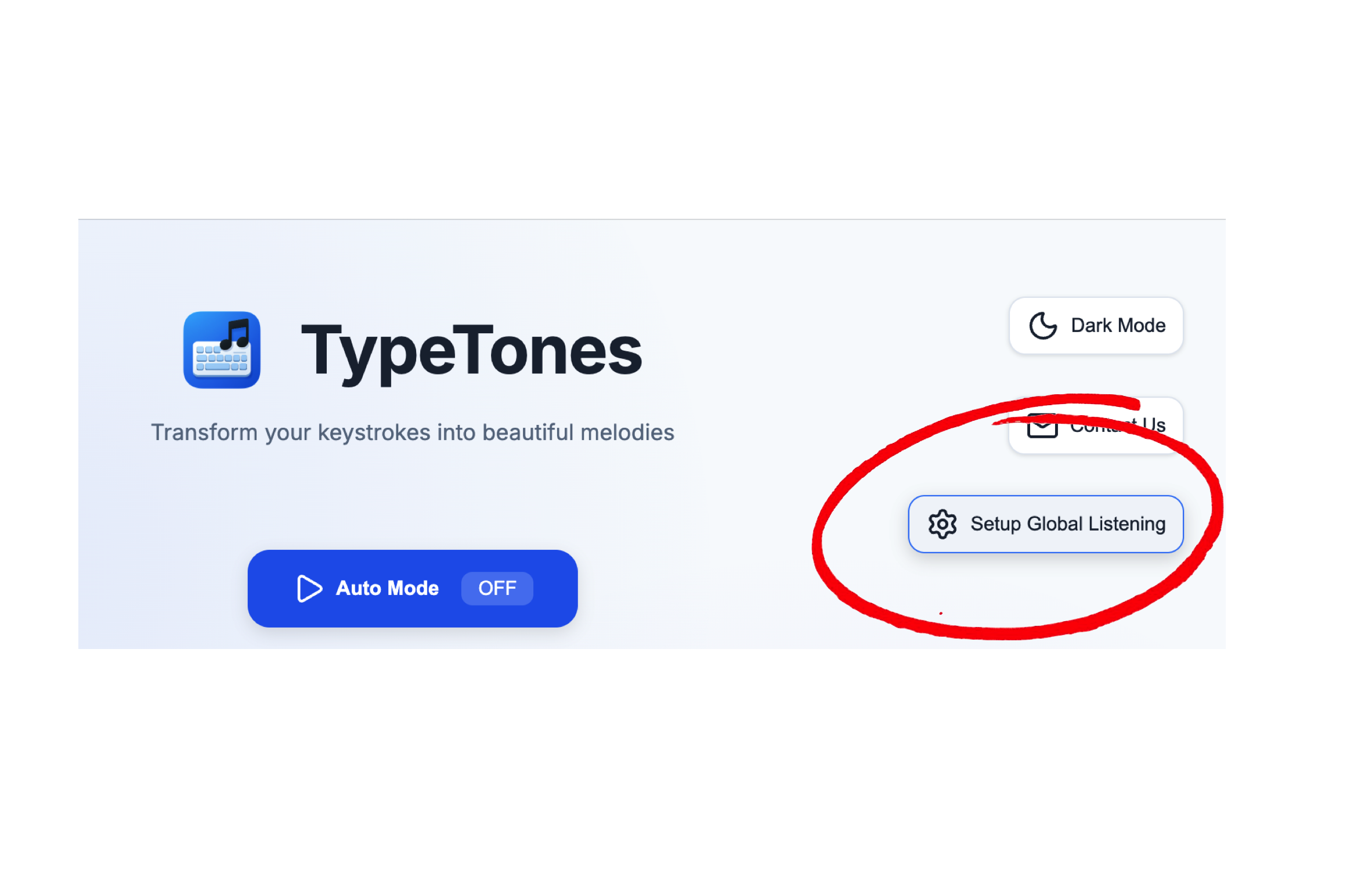 Setup Global Listening button location